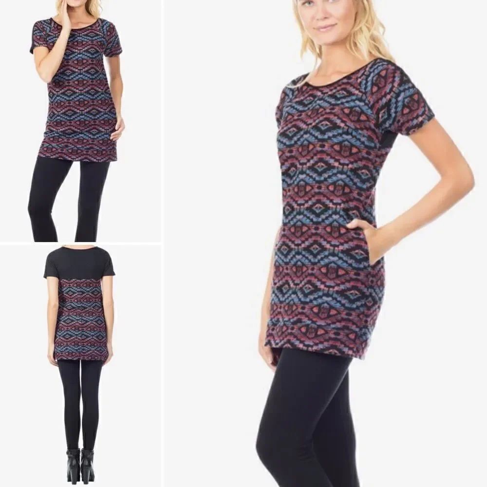 WESTON WEAR Tribal Print Woven Tunic Top-S